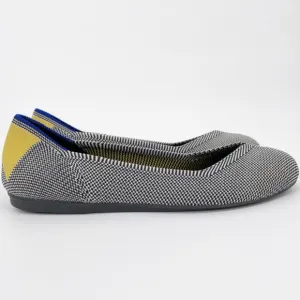 Rothy's The Flat Shale Ribbon Yellow Stripe Round Toe Ballet Shoes 8