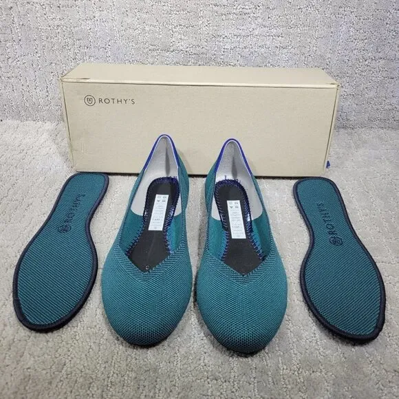 Rothy's The Flat Women's Size 9.5 US Spruce Python Round Toe Ballet Flat Shoes