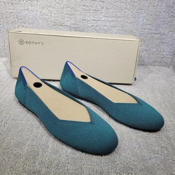 Rothy's The Flat Women's Size 9.5 US Spruce Python Round Toe Ballet Flat Shoes