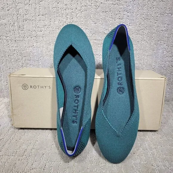 Rothy's The Flat Women's Size 9.5 US Spruce Python Round Toe Ballet Flat Shoes