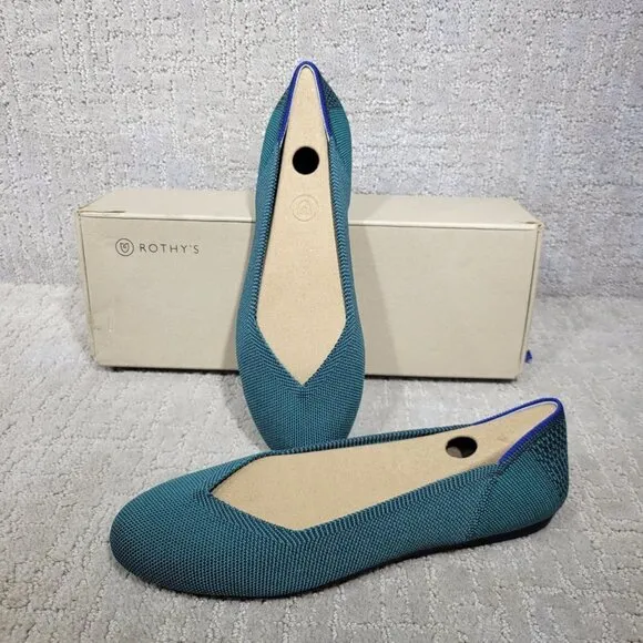 Rothy's The Flat Women's Size 9.5 US Spruce Python Round Toe Ballet Flat Shoes