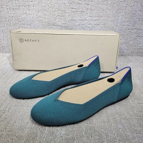 Rothy's The Flat Women's Size 9.5 US Spruce Python Round Toe Ballet Flat Shoes