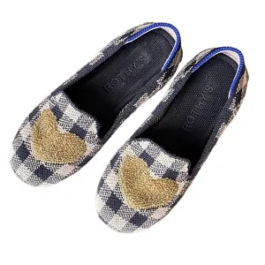 Rothy’s The Kids Loafer Gingham Heart Ballet Flat Shoes K3