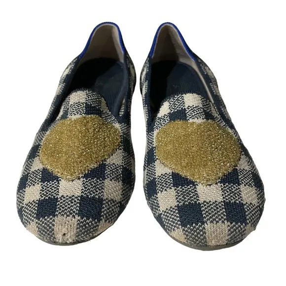 Rothy’s The Kids Loafer Gingham Heart Ballet Flat Shoes K3