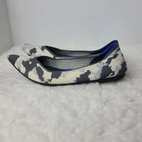 Rothy’s The Point Ash Womens Flat Ballet Size 7 Camo Gray Shoes Retired