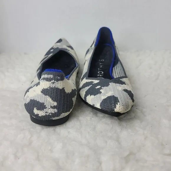 Rothy’s The Point Ash Womens Flat Ballet Size 7 Camo Gray Shoes Retired