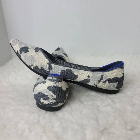 Rothy’s The Point Ash Womens Flat Ballet Size 7 Camo Gray Shoes Retired