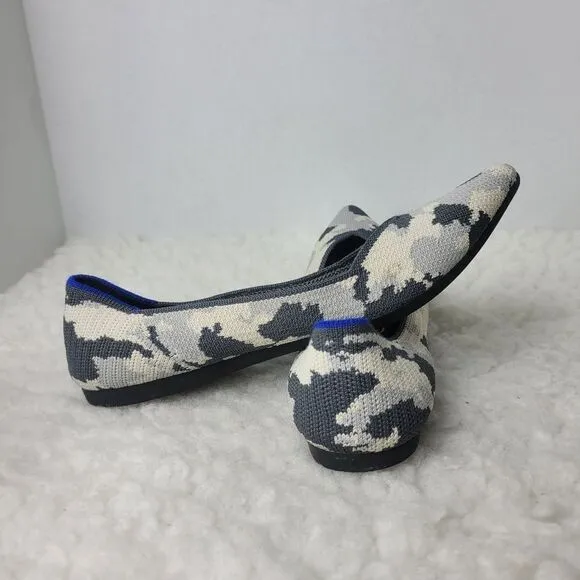 Rothy’s The Point Ash Womens Flat Ballet Size 7 Camo Gray Shoes Retired