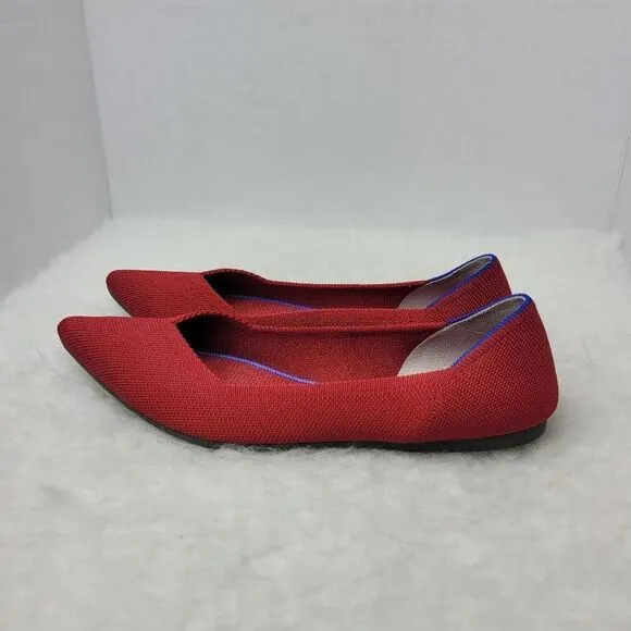 Rothy’s The Point Chili Red Pointed Toe  Ballet Flats Women's Shoes Size 8.5