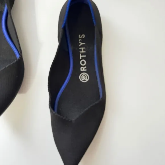 Rothy's The Point Flats - Black Knit Comfortable Pointed Ballet Shoes - Size 9
