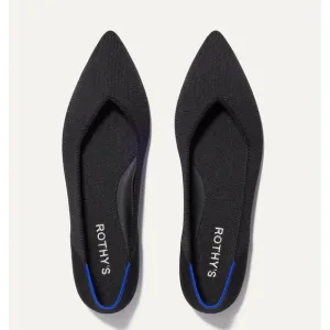 Rothy's The Point Flats - Black Knit Comfortable Pointed Ballet Shoes - Size 9
