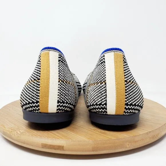 Rothys The Point II Flats Womens 11 Pointed Toe Black White Glen Plaid Shoes