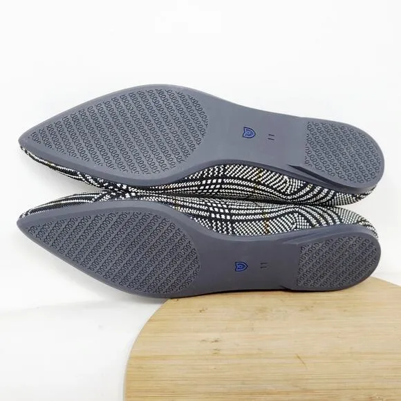 Rothys The Point II Flats Womens 11 Pointed Toe Black White Glen Plaid Shoes