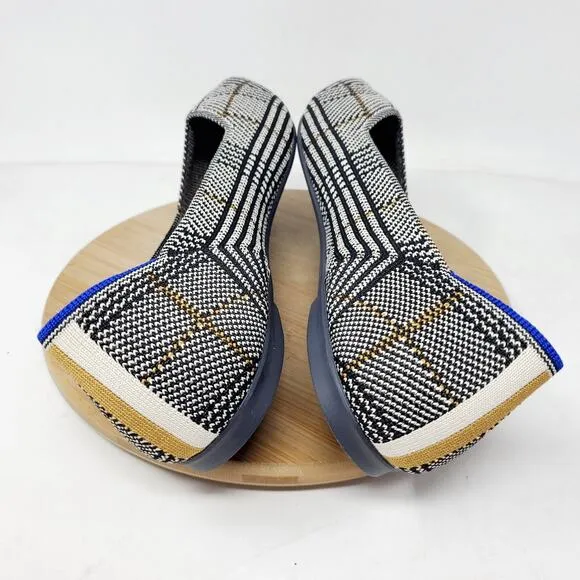 Rothys The Point II Flats Womens 11 Pointed Toe Black White Glen Plaid Shoes