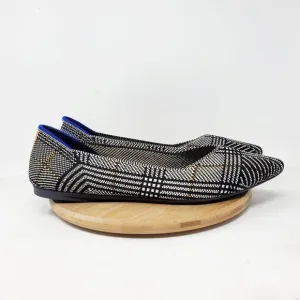 Rothys The Point II Flats Womens 11 Pointed Toe Black White Glen Plaid Shoes