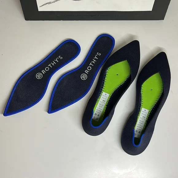 Rothy's The Point in Navy Blue Pointed Toe Ballet Flats Women’s Size 6
