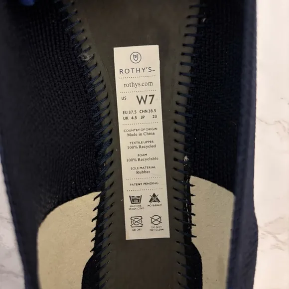 Rothy's The Point Pointed-Toe Ballet Flats Navy Size 7
