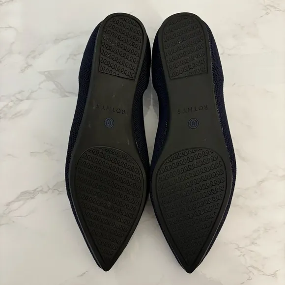 Rothy's The Point Pointed-Toe Ballet Flats Navy Size 7