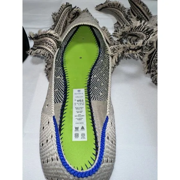 Rothy’s Tuxedo Mary Janes Black Cream Bow Tie Ballet Flats Shoes Rare 10.5