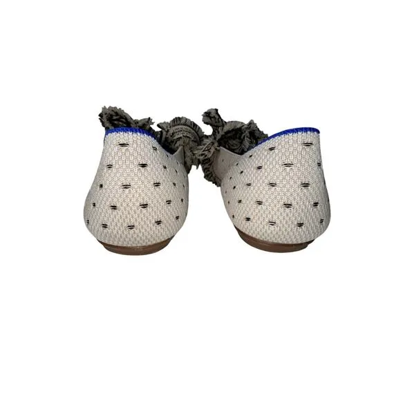 Rothy’s Tuxedo Mary Janes Black Cream Bow Tie Ballet Flats Shoes Rare 10.5