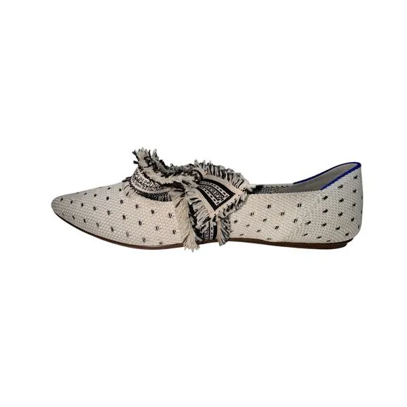 Rothy’s Tuxedo Mary Janes Black Cream Bow Tie Ballet Flats Shoes Rare 10.5