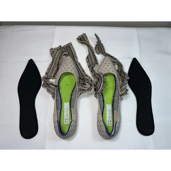 Rothy’s Tuxedo Mary Janes Black Cream Bow Tie Ballet Flats Shoes Rare 10.5