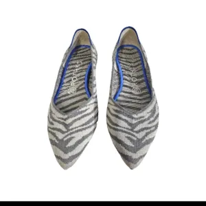Rothy's Women’s Pointy Front Gray Zebra Print Ballet Flats Size 7 Casual Shoes