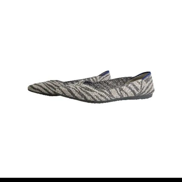 Rothy's Women’s Pointy Front Gray Zebra Print Ballet Flats Size 7 Casual Shoes