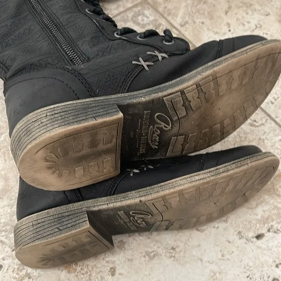 ROXY Mountain &amp; The Seas black tall winter lace up boots size 6.5