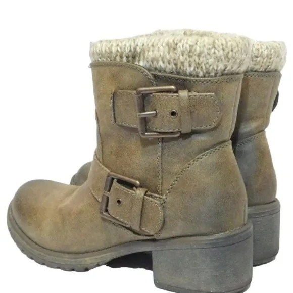Roxy Scout Winter Ankle Boots Combat Moto Booties in Taupe Size 6.5