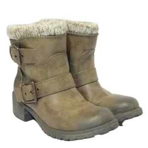Roxy Scout Winter Ankle Boots Combat Moto Booties in Taupe Size 6.5