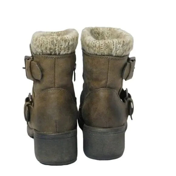 Roxy Scout Winter Ankle Boots Combat Moto Booties in Taupe Size 6.5
