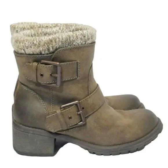 Roxy Scout Winter Ankle Boots Combat Moto Booties in Taupe Size 6.5