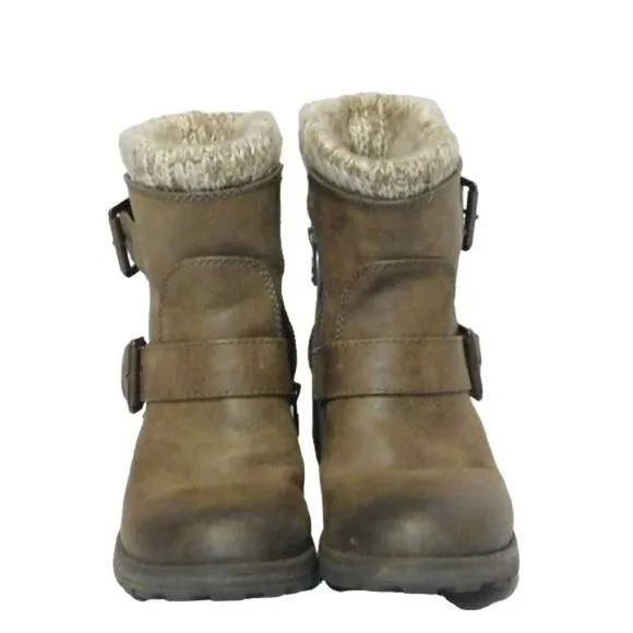 Roxy Scout Winter Ankle Boots Combat Moto Booties in Taupe Size 6.5
