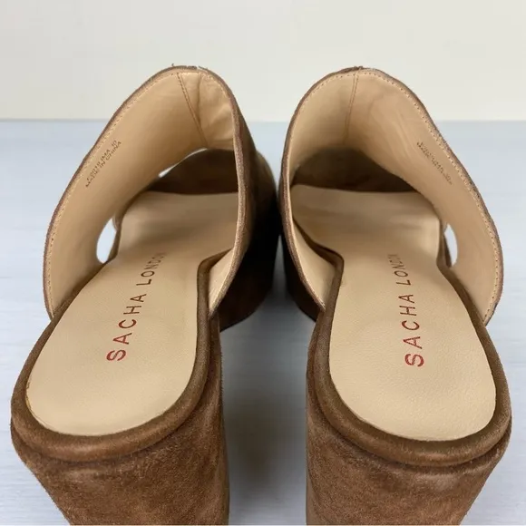 Sacha London Ima Brown Suede Platform Sandals Size 10 Chunky Heels Side Cut-Outs
