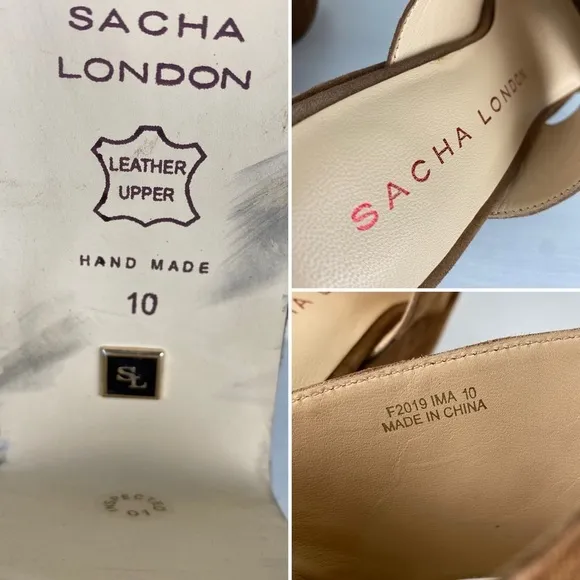 Sacha London Ima Brown Suede Platform Sandals Size 10 Chunky Heels Side Cut-Outs