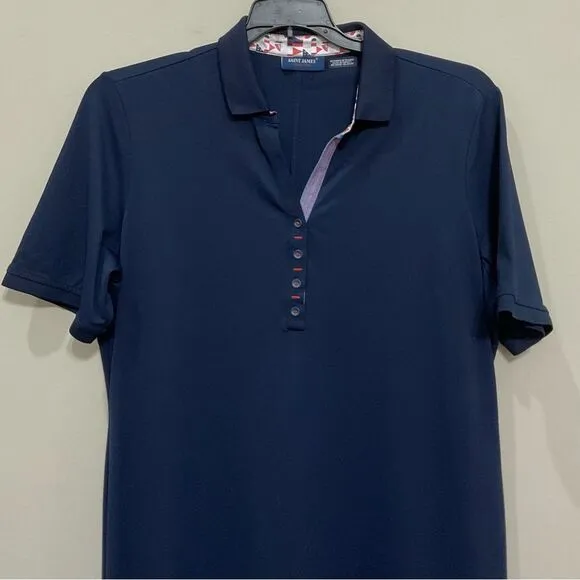 SAINT JAMES Marine Polo Dress Sz 16 Navy Short Sleeve Preppy Casual