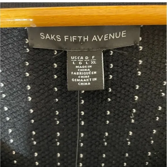 Sak Fifth Avenue Black and White Houndstooth 3/4 Sleeve Dress Size L NWT