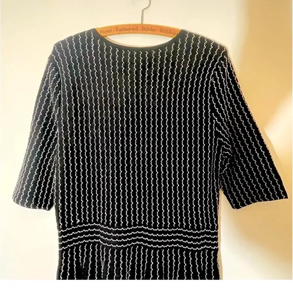Sak Fifth Avenue Black and White Houndstooth 3/4 Sleeve Dress Size L NWT