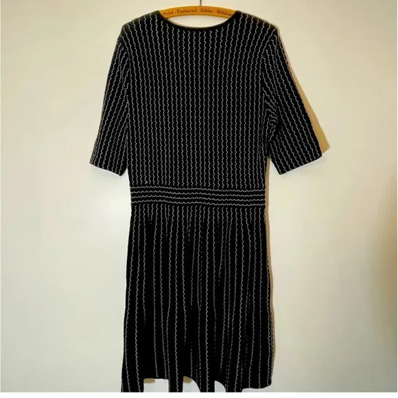 Sak Fifth Avenue Black and White Houndstooth 3/4 Sleeve Dress Size L NWT