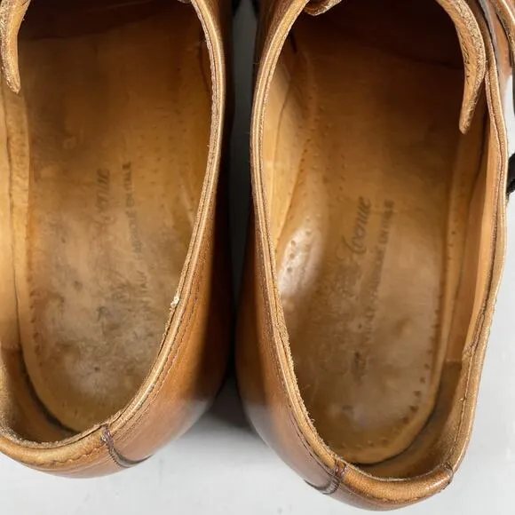 Saks Fifth Avenue Men’s 9 M Brown Leather Double Monk Strap Cap Toe Loafers Shoe