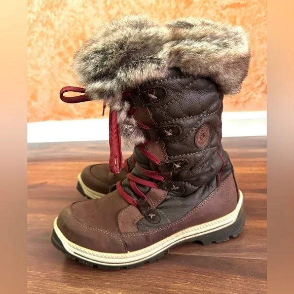 🌿SALE🌿SANTANA CANADA Lace Up Brown Leather Winter Boots Size 40EU 9.5US