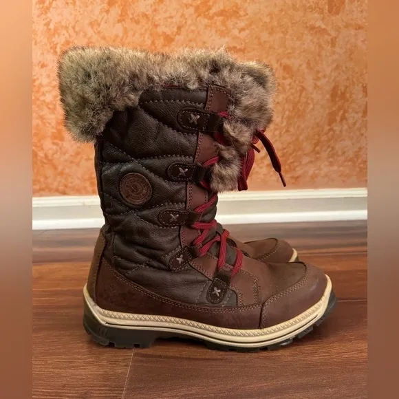 🌿SALE🌿SANTANA CANADA Lace Up Brown Leather Winter Boots Size 40EU 9.5US