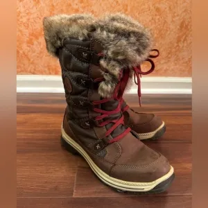 🌿SALE🌿SANTANA CANADA Lace Up Brown Leather Winter Boots Size 40EU 9.5US