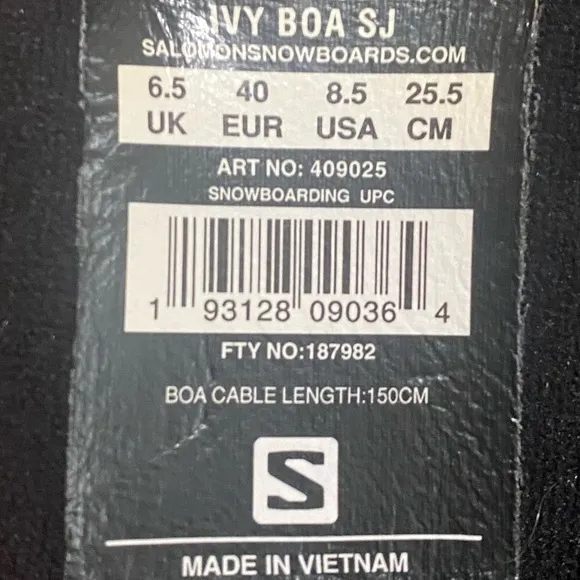 Salomon Ivy BOA Snowboarding Boots - Women’s Size 8.5
