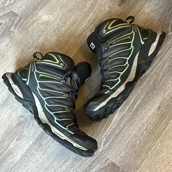 Salomon X Ultra 2 Mid GORE-TEX Waterproof Hiking Boots Gray Green‎ Womens 7