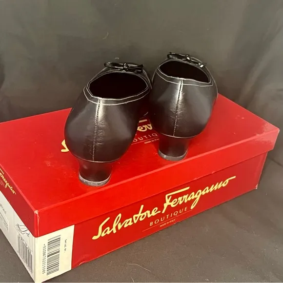 Salvatore Ferragamo Black “Flip” Patent Leather Heels