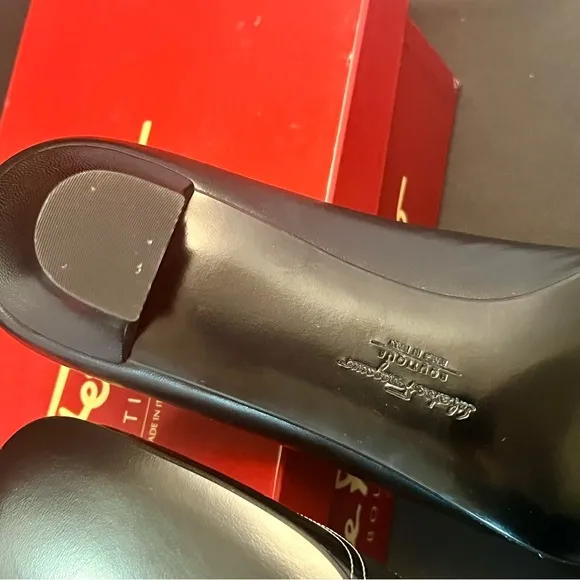 Salvatore Ferragamo Black “Flip” Patent Leather Heels