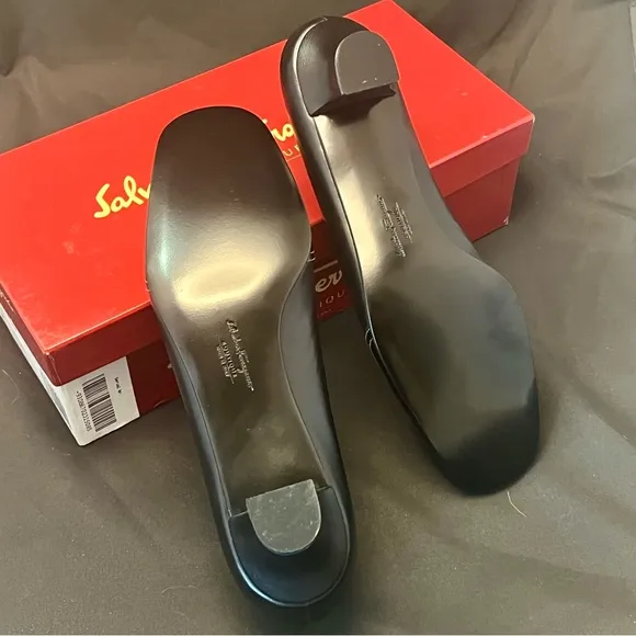 Salvatore Ferragamo Black “Flip” Patent Leather Heels
