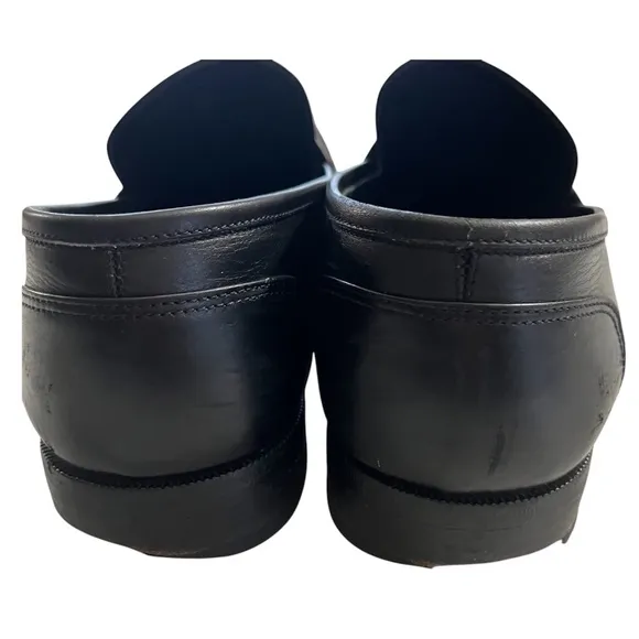 Salvatore Ferragamo Black Leather Slip-On Mens Penny Loafers size 8.5